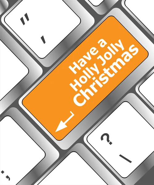 Computer-Tastatur-Taste mit einer Stechpalme fröhliche Weihnachtsworte — Stockfoto