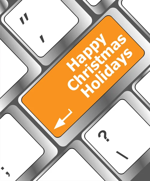 Feliz Navidad botón de vacaciones en la tecla del teclado de la computadora — Foto de Stock