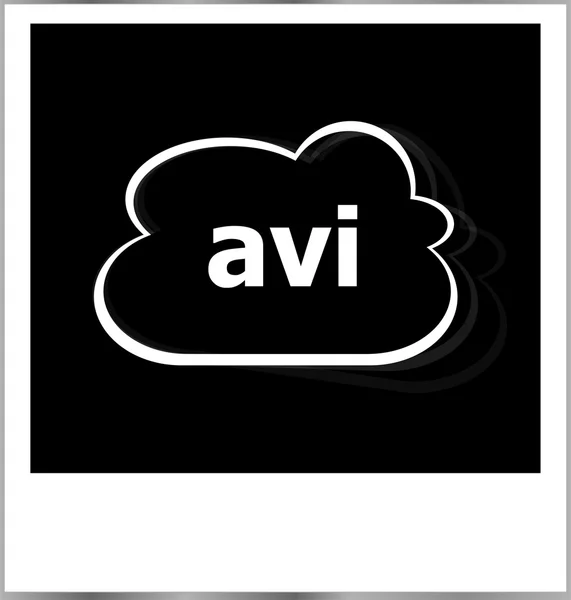 Moldura de foto instantânea com nuvem e palavra avi, conceito de internet — Fotografia de Stock