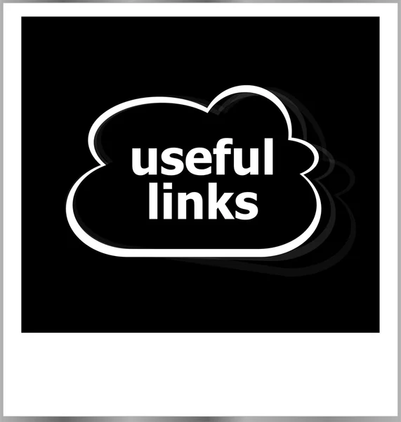 Moldura de foto instantânea com nuvem e links úteis palavra, conceito de internet — Fotografia de Stock
