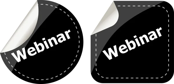 Webinar kelime siyah etiket düğme kümesi, etiket, iş kavramı — Stok fotoğraf