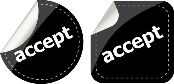 Black accept stickers set on white, icon button — Stock Photo, Image