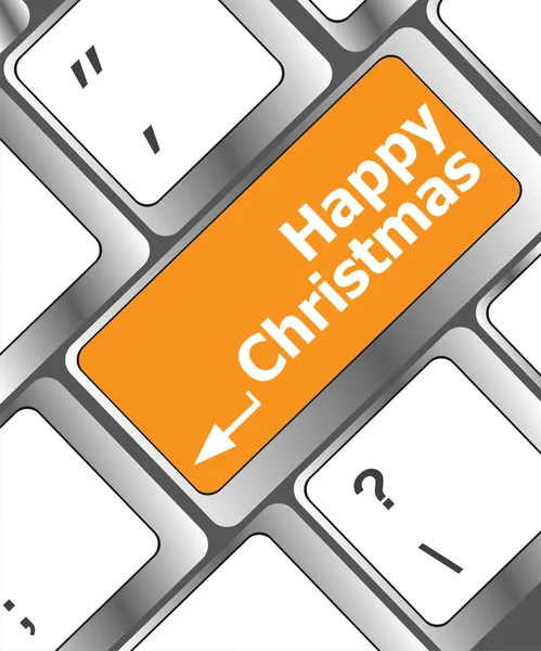 Mensaje de Navidad feliz, teclado entrar botón de tecla —  Fotos de Stock