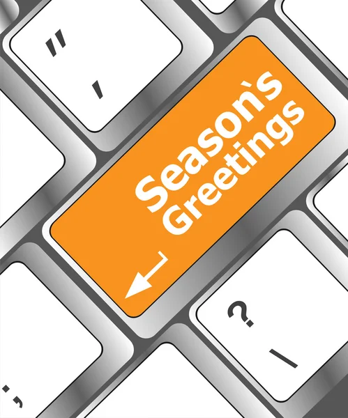 Computer keyboard with seasons greetings keys - holiday concept — Stock Photo, Image