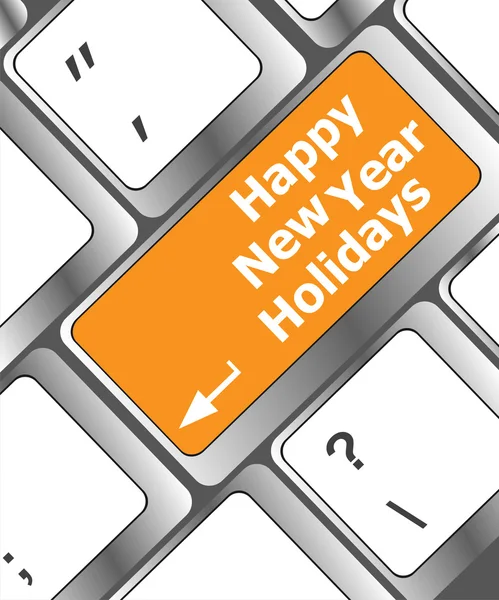 Mutlu yeni yıl tatili düğmesini bilgisayar klavye tuşu — Stok fotoğraf