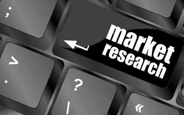 Key with market research text on laptop keyboard, business concept — Stock Photo, Image