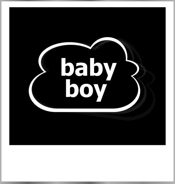 Baby boy word social concept, photo frame isolated on white — Stock Photo, Image