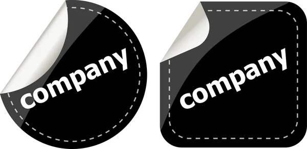 Company word on black stickers button set, label — Stock Photo, Image