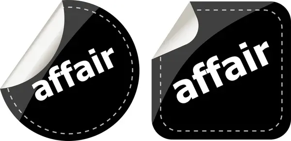 Affair word stickers set, icon button, business concept — Stock Photo, Image