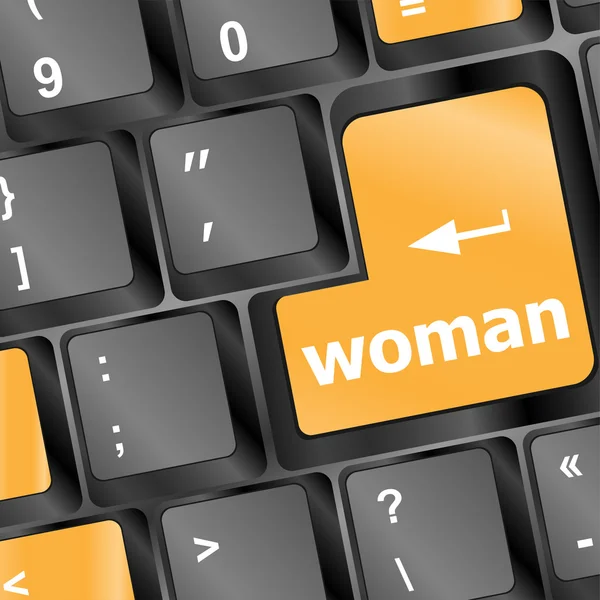 Кнопка клавиатуры женщины на ноутбуке — стоковое фото