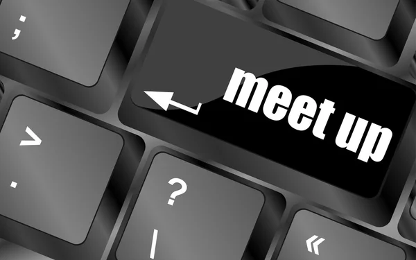 Spotkanie (spotkać się) przycisk znak na klawiaturze z miękkim fokusem — Zdjęcie stockowe