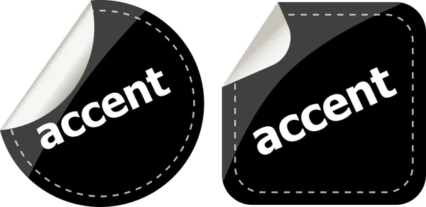 Zwarte accent stickers ingesteld op wit, knoop van het pictogram — Stockfoto