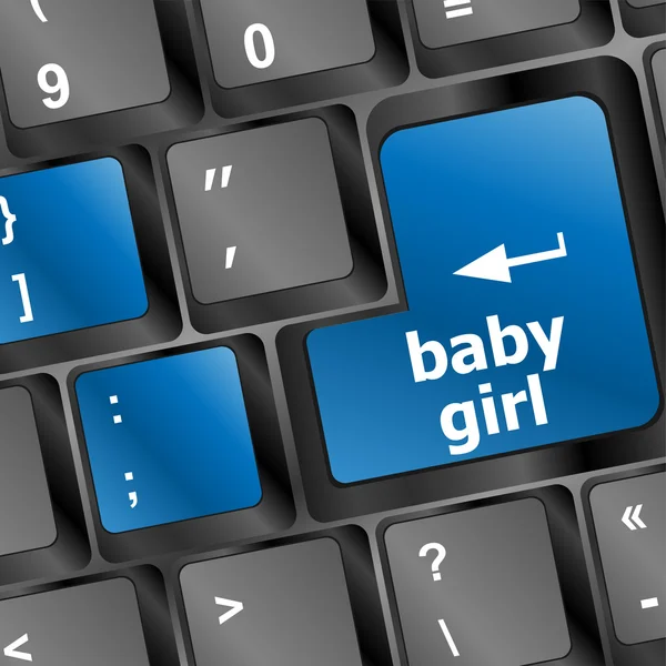 Клавиатура с девочкой на кнопке компьютера — стоковое фото
