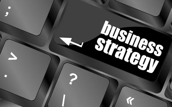 Affärsstrategi - affärsidéer på datortangentbord, affärsidé — Stockfoto