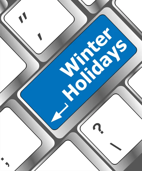 Tastiera del computer con parole di vacanze invernali — Foto Stock