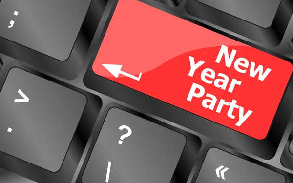 Computer keyboard key with new year party words — Stock Photo, Image
