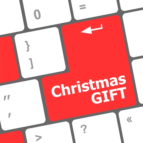 Tecla de teclado de computadora con palabras de regalo de Navidad — Foto de Stock