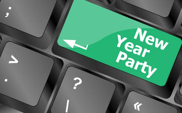 Computer keyboard key with new year party words — Stock Photo, Image