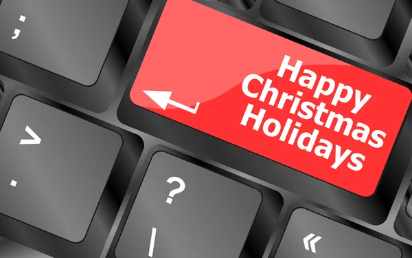 Gelukkig Kerstmis vakantie knop op computer toets op het toetsenbord — Stockfoto