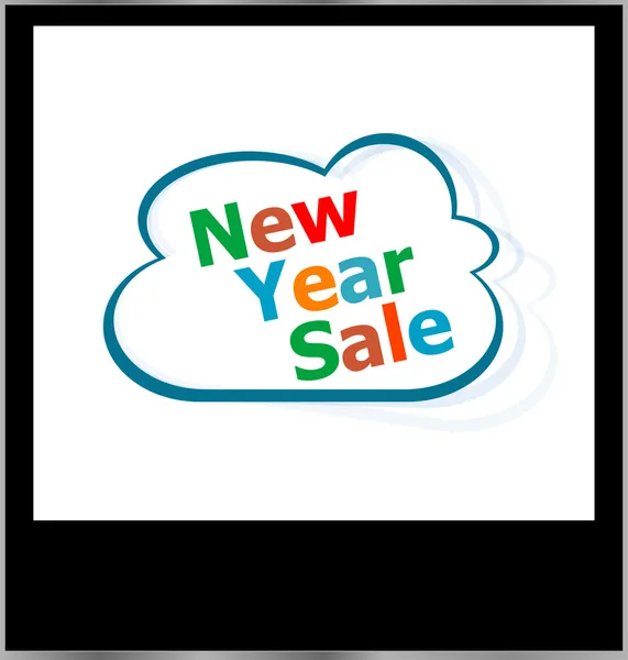 New year sale word cloud on photo frame, isolated — Stock Photo, Image