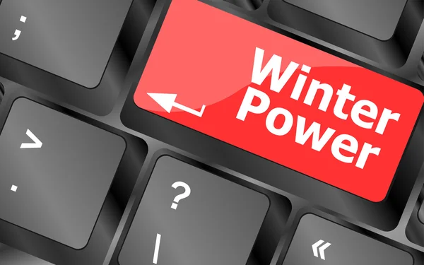 Winter power on computer keyboard key button — Stock Photo, Image