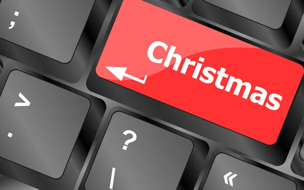 Christmas button on the keyboard key - holiday concept — Stock Photo, Image