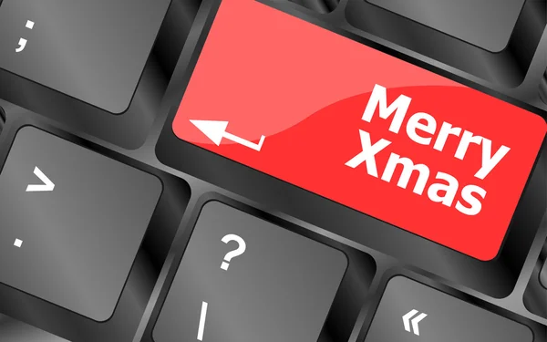 Merry christmas message, keyboard enter key button xmas — Stock Photo, Image