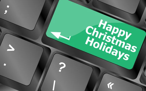 Happy christmas holidays button on computer keyboard key — Stock Photo, Image