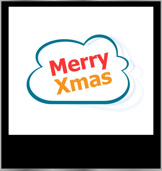 Merry christmas word on cloud, isolated photo frame — Stock Photo, Image