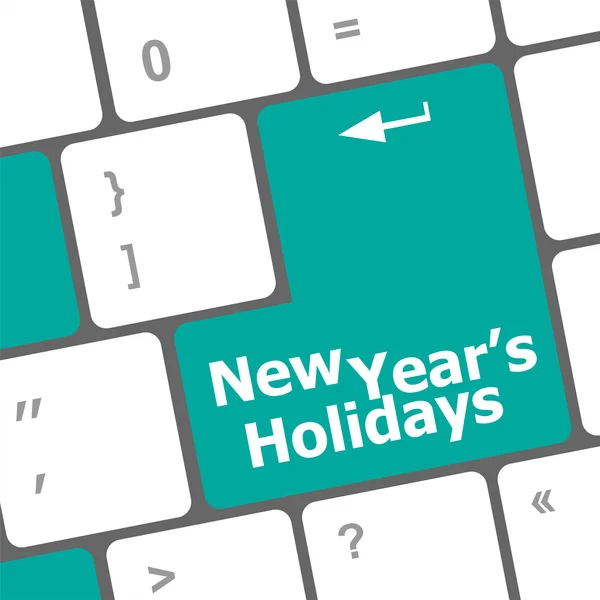 Tecla del teclado del ordenador con palabras de vacaciones de año nuevo — Foto de Stock