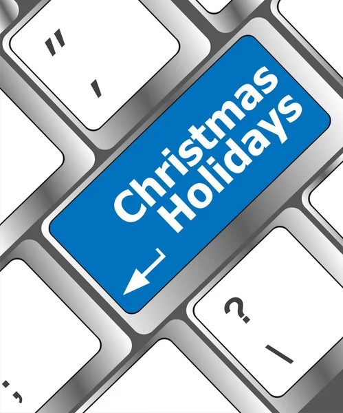 Computer toets op het toetsenbord met Kerst vakantie woorden — Stockfoto