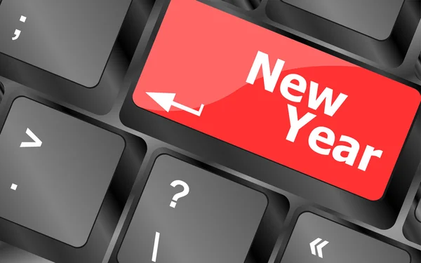 Mutlu yeni yıl mesajı, klavye anahtar girmek — Stok fotoğraf