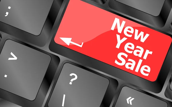 Computer keyboard with holiday key - new year sale — Stock Photo, Image