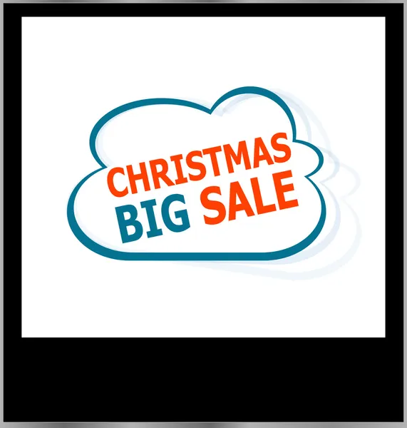 Natale grande vendita parola nube su cornice foto, isolato — Foto Stock