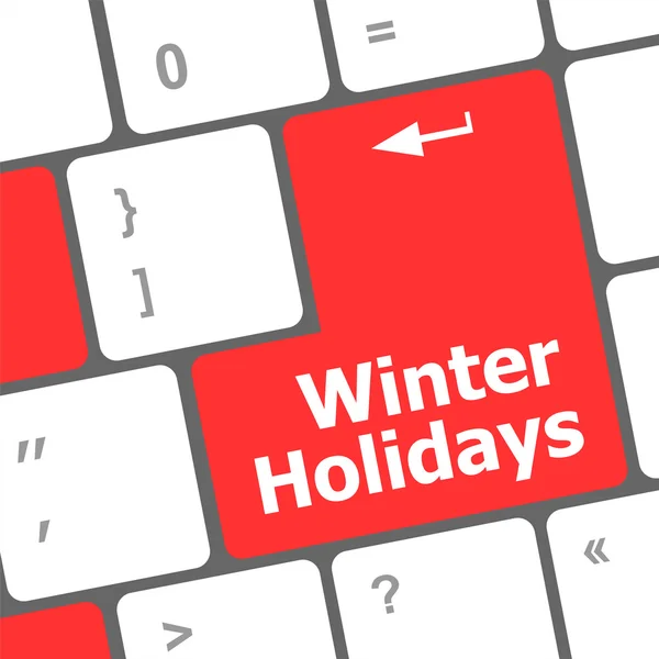 Tecla de teclado con palabras de vacaciones de invierno — Foto de Stock