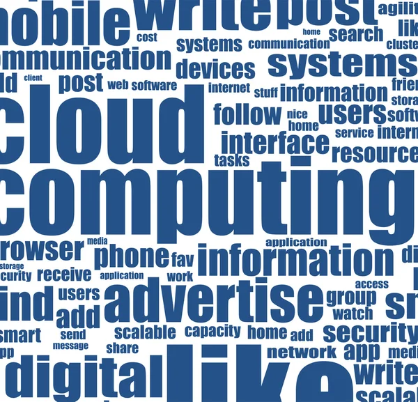 Cloud computing mot, concept d'entreprise — Photo