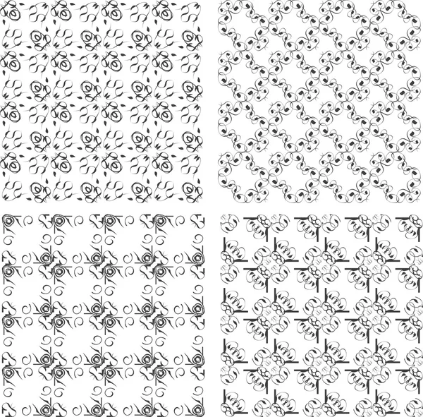 Набор монохромных геометрических бесшовных узоров, коллекция фонов — стоковое фото