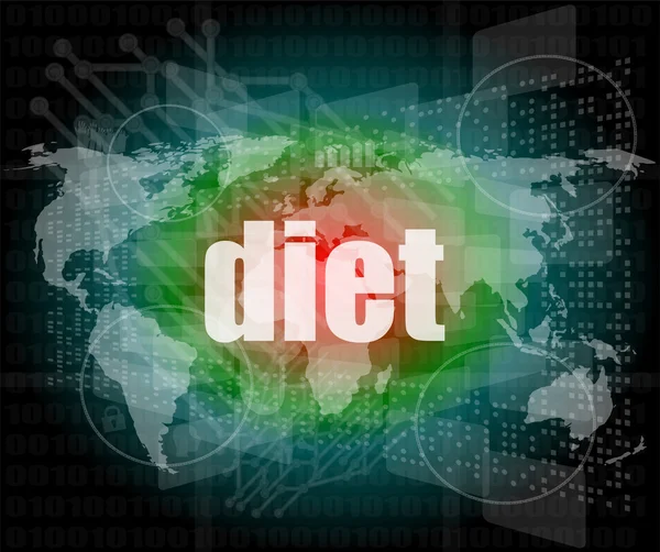 Dietă cuvânt pe ecran tactil digital — Fotografie, imagine de stoc