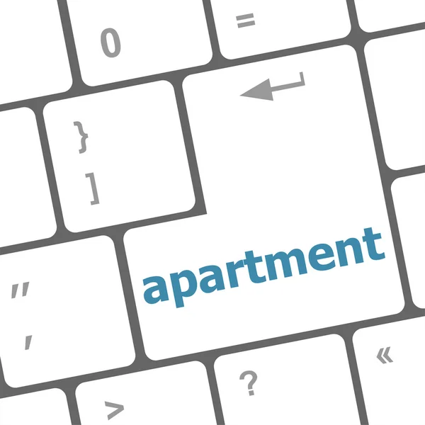 Teclado con botón Enter blanco, palabra del apartamento en él —  Fotos de Stock