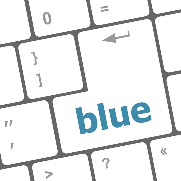 Blue button on computer pc keyboard key — Stock Photo, Image
