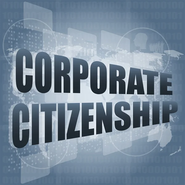 Corporate citizenship words on digital screen with world map — Stock Photo, Image
