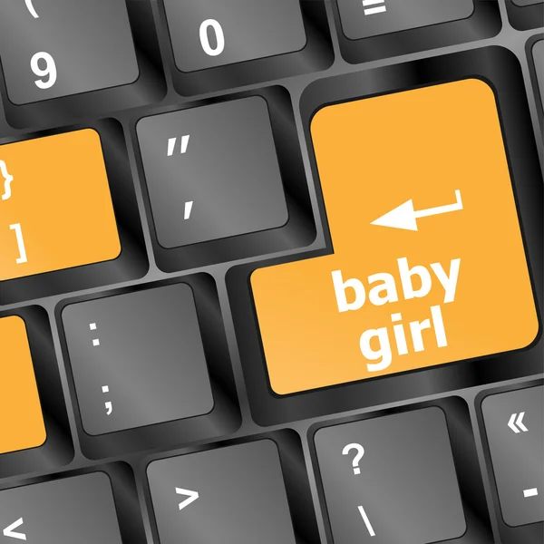 Tastatur mit Baby-Mädchenwort auf Computer-Taste — Stockfoto