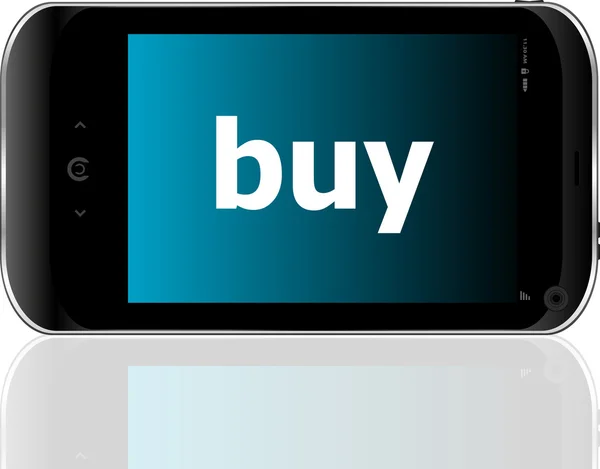 Smartphone con word buy on display, concetto di business — Foto Stock