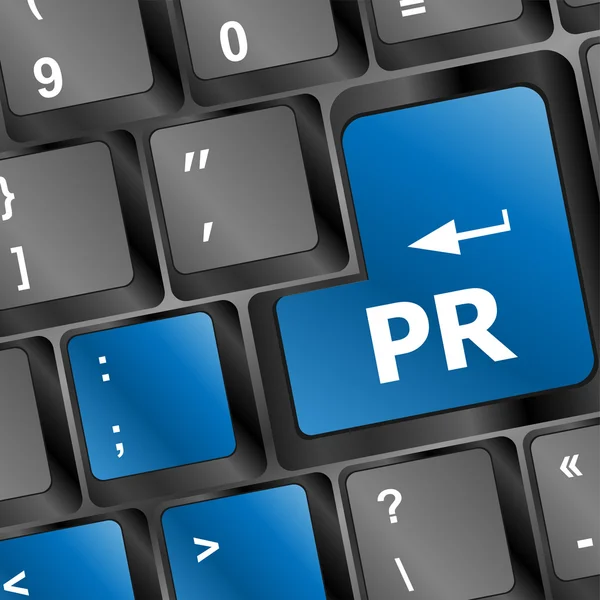 Concepto de marketing: teclado de ordenador con palabra PR — Foto de Stock