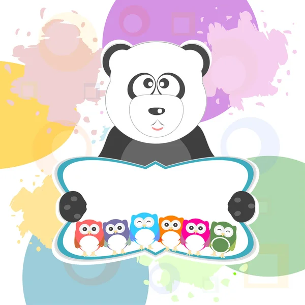 Birthday party elements with cute owls and panda — Stock Photo, Image