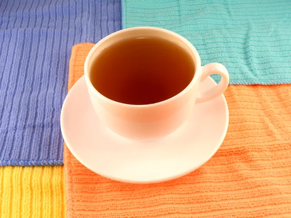 Cup of coffee (tea) on white plate — Stock Photo, Image