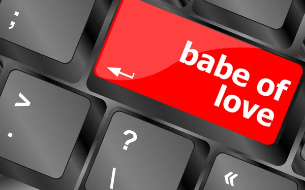 Babe van liefde op toets of toetsenbord tonen internet dating concept — Stockfoto