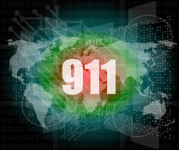 911 words on digital touch screen interface — Stock Photo, Image