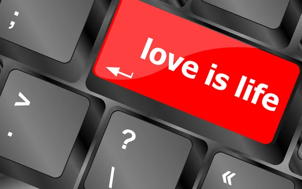 Moderne Tastatur mit Liebe ist Leben Textsymbole — Stockfoto