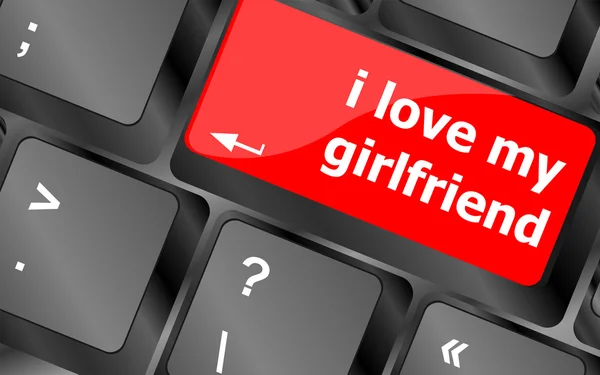 Ik hou van mijn vriendin knop op computer pc toets op het toetsenbord — Stockfoto